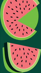 Watermelon. Green Juicy Fruit, Isolated on  Background, Watermelons realistic fruits. Vector. Eps10 vector illustration.