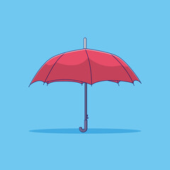 Umbrella Vector Icon Illustration with Outline for Design Elements, Clip Art, Web, Landing page, Sticker, Banner. Flat Cartoon Style