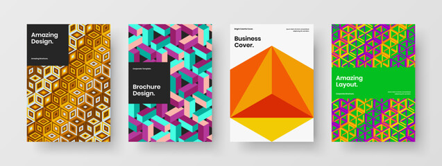 Isolated geometric shapes journal cover layout bundle. Trendy poster A4 vector design concept collection.