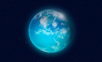 View of crystall Earth from outer space with millions of stars around it 