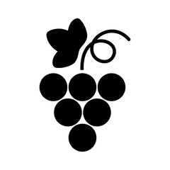 Fototapeta na wymiar Bunch of grapes with leaf vector glyph icon