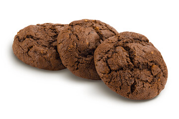 chocolate cookies isolated on white background with full depth of field