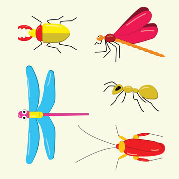 cartoon insects, bugs vector collection