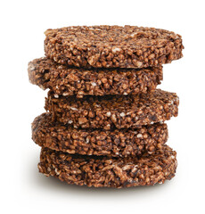 amaranth cookies with carob isolated on white background with full depth of field. Healthy food.