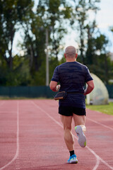 A man running on a running track