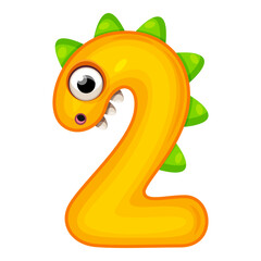 Obraz premium 2.Funny Monsters Colorful Numbers, Cute Fantasy Aliens in the Shape of Numerals. Cartoon numbers from 0 to 9 icons are made in the form of human figures with big eyes and face. Arabic numerals. Vector