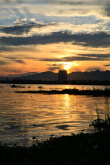 Fototapeta premium Sunset on Rawal Lake islambad