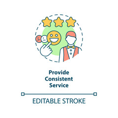 Provide consistent service concept icon. Customer service in food industry abstract idea thin line illustration. Isolated outline drawing. Editable stroke. Arial, Myriad Pro-Bold fonts used