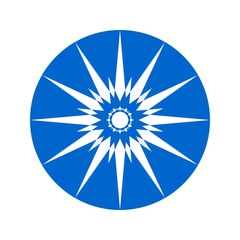 Abstract Star in Circle Shape. Blue Geometric Element for Design.