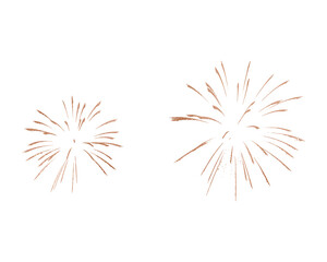 Rose gold firework, thin brush stroke lines. Isolated png illustration, transparent background. Design element for overlay, montage, collage. Happy new year concept.