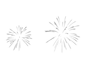 Silver colored firework, thin brush stroke lines. Isolated png illustration, transparent background. Design element for overlay, montage, collage. Happy new year concept.