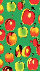 Beautiful vector seamless pattern with apples.