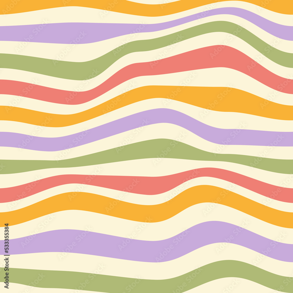 Aufkleber wavy stripes background. abstract geometric texture. colorful wavy distorted stripes on a beige back