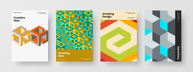 Original geometric pattern company brochure concept collection. Premium banner A4 design vector layout composition.