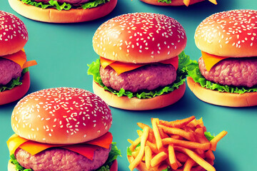 Hamburgers - seamless pattern