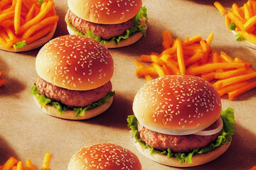 Group of hamburgers - seamless pattern