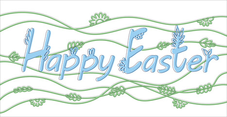 Happy Easter banner. Modern flat style. Horizontal poster, greeting card, header for website.
