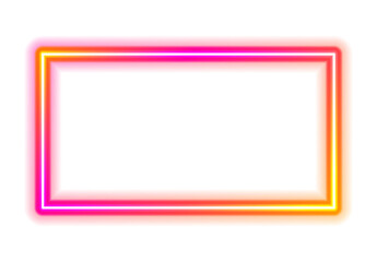 Neon frame, vibrant colored glowing neon frame with transparent background