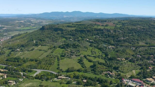 Scenic View of Umbrian Landscape from Above in Italy on Summer Day. Umbria is Famous for White Wine