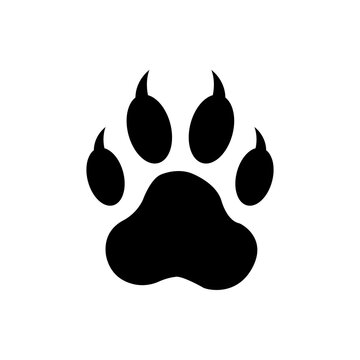 Paw, web icon. Paw icon animal black vector illustration
