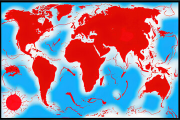 cartoon style, A Red Pin on Vanuatu of the World Map , style U1 1