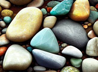 Small stone texture for background. abstract background with round pebble stones. stone wall texture photo