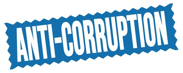 ANTI-CORRUPTION text written on blue stamp sign.