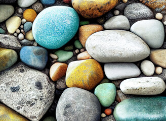 Small stone texture for background. abstract background with round pebble stones. stone wall texture photo