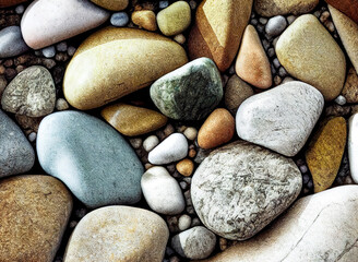 Small stone texture for background. abstract background with round pebble stones. stone wall texture photo