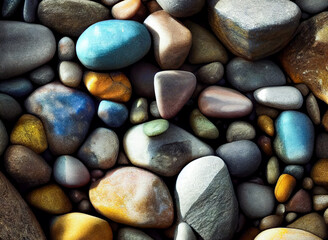 Small stone texture for background. abstract background with round pebble stones. stone wall texture photo