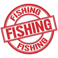 FISHING written word on red stamp sign