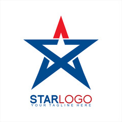Star logo design with abstract letter S and letter A on top.