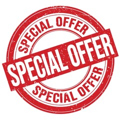 SPECIAL OFFER text written on red round stamp sign