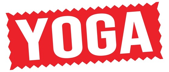 YOGA text written on red stamp sign.