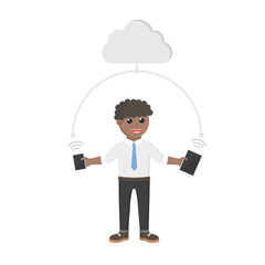 businessman african gadget connection design character on white background