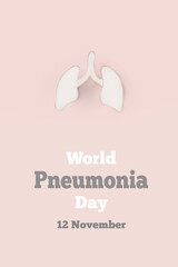 World Pneumonia Day. World tuberculosis day, copd. Lung shaped paper on pink background. Concept respiratory and chest. World no tobacco day, lung cancer, Pulmonary hypertension.