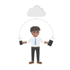 businessman african gadget connection design character on white background