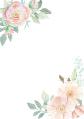 Vintage flowers peony and roses. Watercolor set of vintage flowers bouquets with roses and peony for wedding invintation, cards, pastel colors