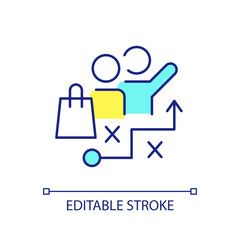 Consumerism growth RGB color icon. Stimulating customers to make more purchases. Shopping. Isolated vector illustration. Simple filled line drawing. Editable stroke. Arial font used