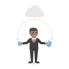 businessman african gadget connection design character on white background