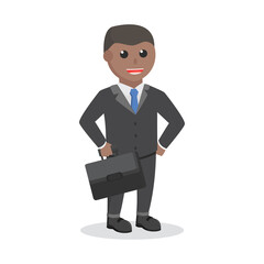 businessman african hold a briefcase design character on white background
