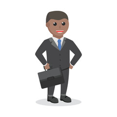 businessman african hold a briefcase design character on white background