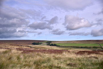 Fototapeta na wymiar The wild open moors, moorland of Bulbeck Common North Pennies that surrounds Blanchland in County Durham, UK.