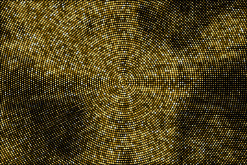 Gold Glitter Halftone Dotted Backdrop. Abstract Circular Retro Pattern. Pop Art Style Background. Golden Explosion Of Confetti. Digitally Generated Image. Vector Illustration, Eps 10.  