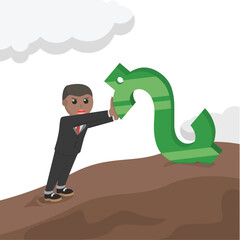 businessman african hold big dollars design character on white background