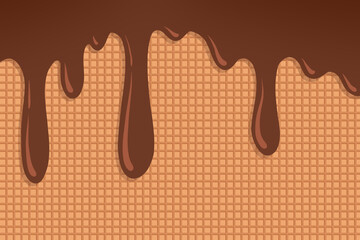 Cake Waffle Background with Chocolate 
