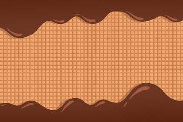 Chocolate  with cake Waffle Background
