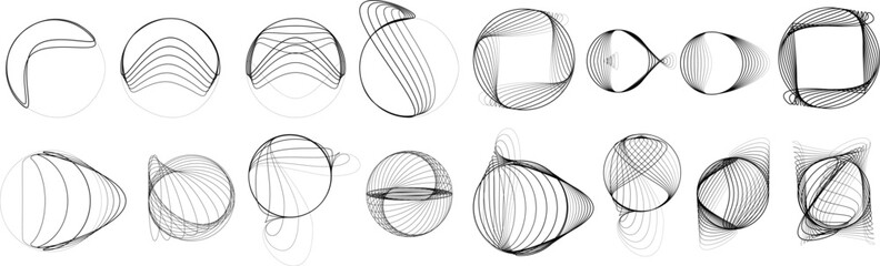 Lines in Circle Form . Spiral Vector Illustration .Technology round. Wave Logo . Design element . glitched lines .Abstract Geometric round shape 