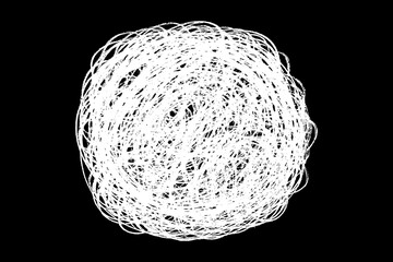 Scribble hand drawn in chalk on black background. Monochrome stain element. Digitally generated image. Vector illustration, Eps 10.