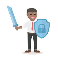 businessman african knight defender design character on white background